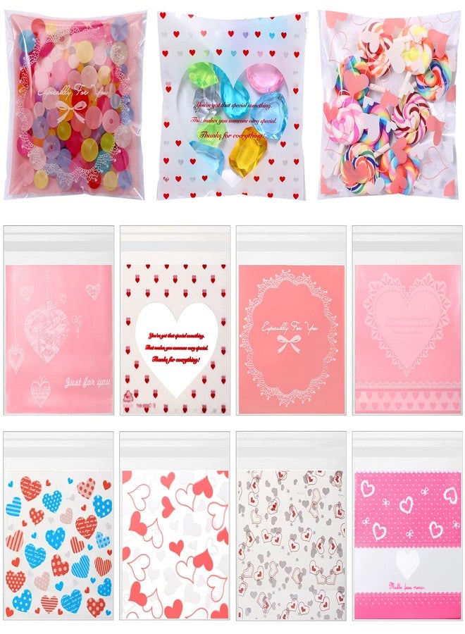 Fumete 400 Pcs Valentine's Day Cellophane Treat Bag Self Adhesive Clear Opp Plastic Resealable Bag 4x4 Inch for Candy Cookies Party Favors - Image 1